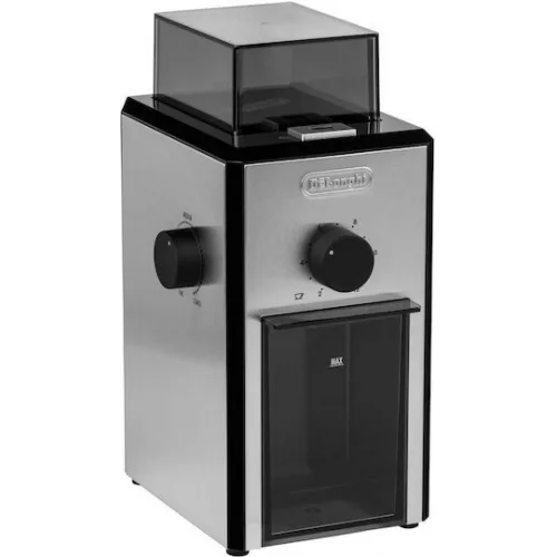 De'Longhi Ηλεκτρικός Μύλος Καφέ 110W με Χωρητικότητα 120gr και 16 Επίπεδα Άλεσης Ασημί