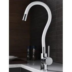 Bruno Ψηλή Σπαστή Μπαταρία Κουζίνας Πάγκου Inox Λευκή