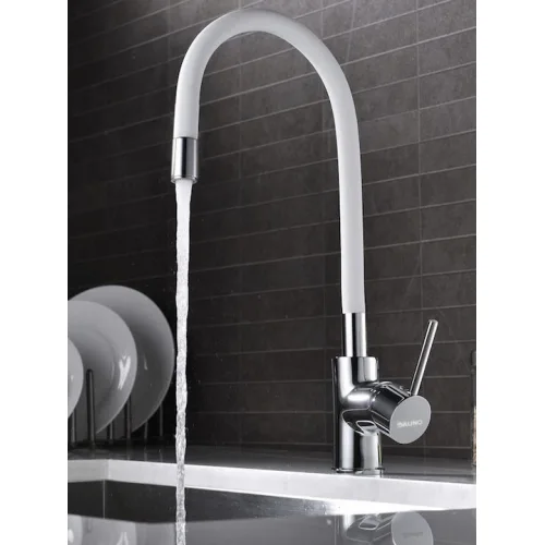 Bruno Ψηλή Σπαστή Μπαταρία Κουζίνας Πάγκου Inox Λευκή