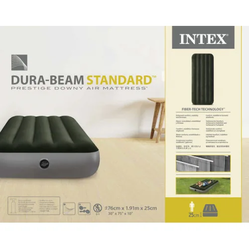Intex Φουσκωτό Στρώμα Ύπνου Μονό Prestige Downy Single 191x76x25εκ.