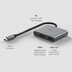 TP-LINK UH3020C USB-C Docking Station με HDMI 4K PD Γκρι