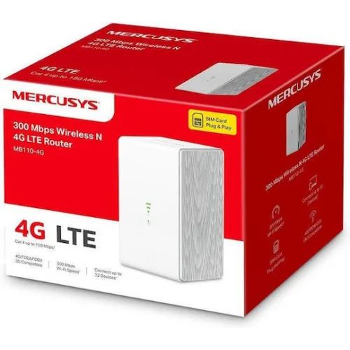 Mercusys MB110-4G v1 Ασύρματο 4G Mobile Router Wi‑Fi 4 με 2 Θύρες Ethernet Mercusys MB110-4G v1 Ασύρματο 4G Mobile Router Wi‑Fi 4 με 2 Θύρες Ethernet