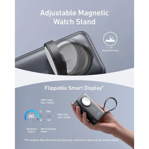 Anker MagGo Power Bank 10000mAh 35W με Θύρα USB-C Γκρι