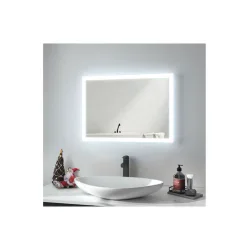 Bruno Ορθογώνιος Καθρέπτης Μπάνιου Led Αφής από Μέταλλο 60x80cm