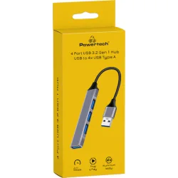 Powertech USB 3.2 Hub 4 Θυρών με σύνδεση USB-A Γκρι