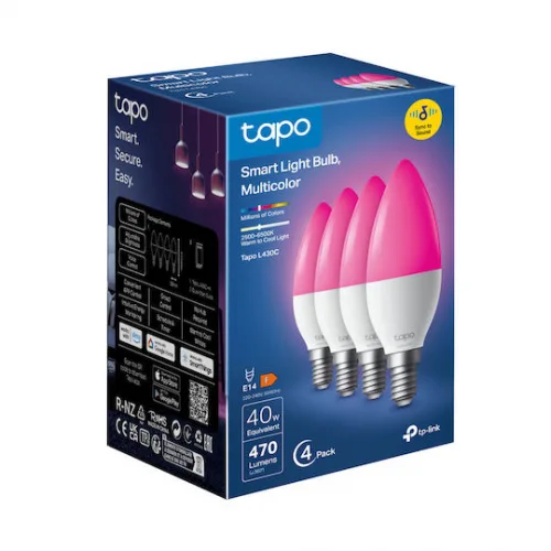 TP-LINK Smart Λάμπες LED 4.8W για Ντουί E14 RGBW 470lm 4τμχ