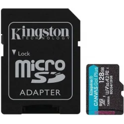 Kingston Canvas Go Plus microSDXC 128GB Class 10 U3 V30 A2 UHS-I με αντάπτορα