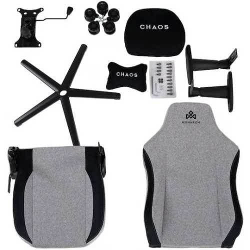 Monarch Gear Chaos Υφασμάτινη Καρέκλα Gaming με Ρυθμιζόμενα Μπράτσα Cloud Gray