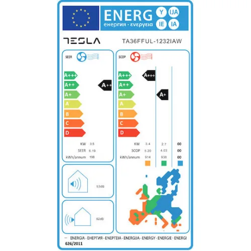 Tesla Select Κλιματιστικό Inverter 12000 BTU A++/A+ με WiFi