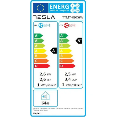 Tesla Φορητό Κλιματιστικό 9000 BTU Ψύξης/Θέρμανσης