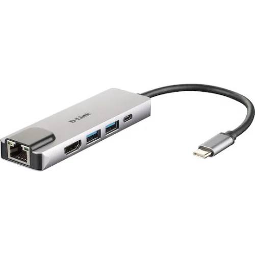 D-Link USB-C Docking Station με HDMI 4K PD Ethernet Ασημί (DUB-M520)
