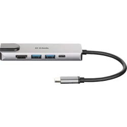 D-Link USB-C Docking Station με HDMI 4K PD Ethernet Ασημί (DUB-M520)