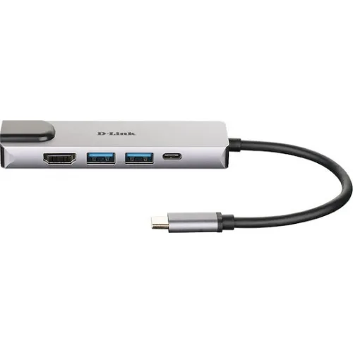 D-Link USB-C Docking Station με HDMI 4K PD Ethernet Ασημί (DUB-M520)
