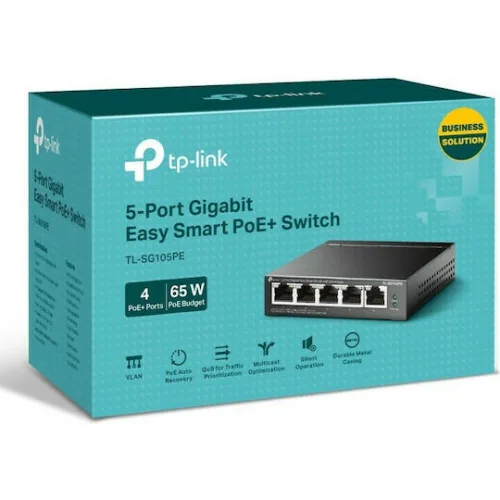 TP-LINK TL-SG105PE v2 Managed L2 PoE+ Switch με 5 Θύρες Gigabit (1Gbps) Ethernet