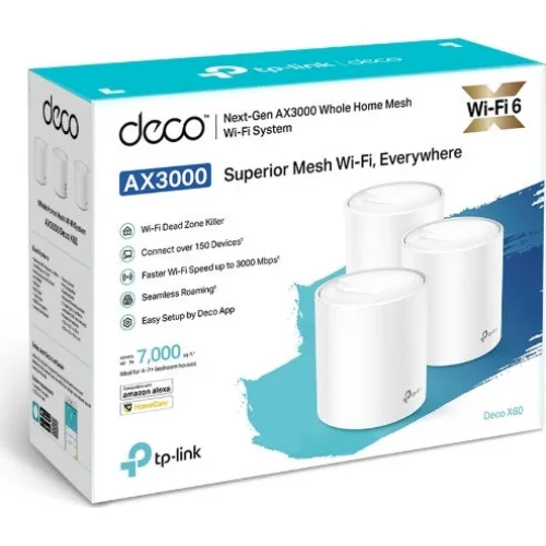 TP-LINK Deco X60 v1 WiFi Mesh Network Access Point Wi‑Fi 6 Dual Band (2.4 & 5GHz) σε Τριπλό Kit