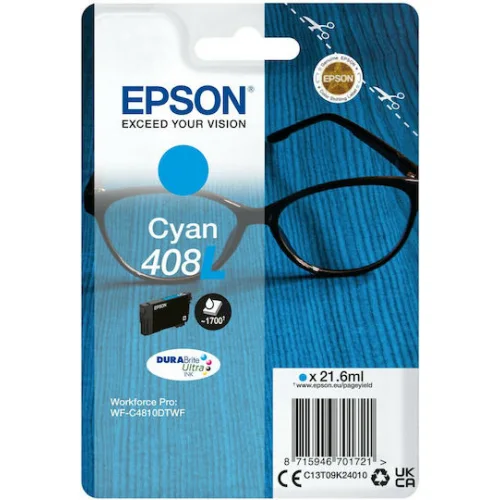 Epson 408L Γνήσιο Μελάνι Εκτυπωτή InkJet Κυανό (C13T09K24010)