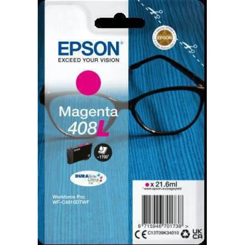 Epson 408L Γνήσιο Μελάνι Εκτυπωτή InkJet Ματζέντα (C13T09K34010)