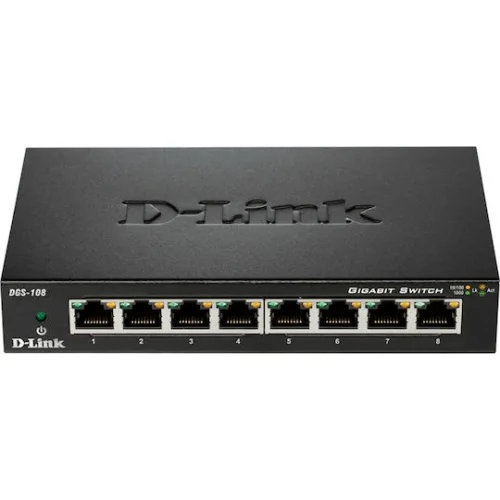 D-Link DGS-108 Unmanaged L2 Switch με 8 Θύρες Gigabit (1Gbps) Ethernet D-Link DGS-108 Unmanaged L2 Switch με 8 Θύρες Gigabit (1Gbps) Ethernet