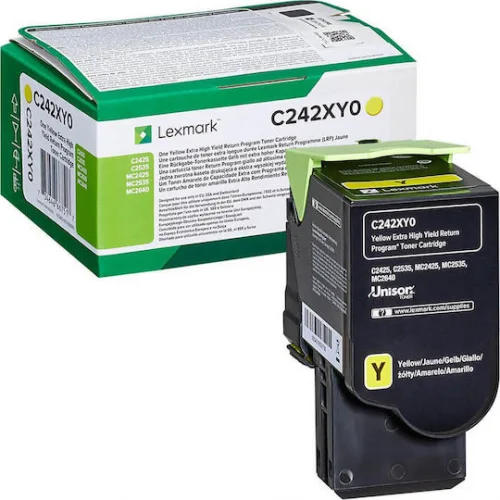Lexmark C242XY0 Γνήσιο Toner Laser Εκτυπωτή Κίτρινο Return Program Extra High Yield 3500 Σελίδων