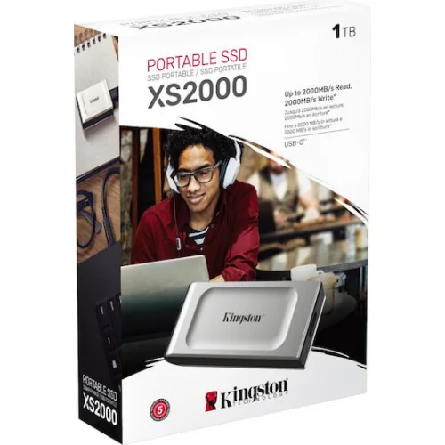 Kingston XS2000 USB-C Εξωτερικός SSD 1TB Ασημί