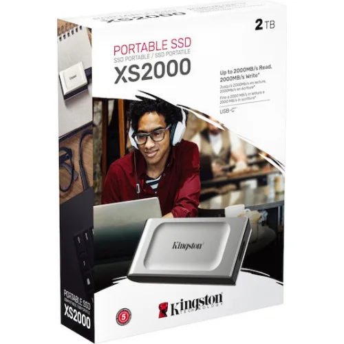 Kingston XS2000 USB-C Εξωτερικός SSD 2TB Ασημί