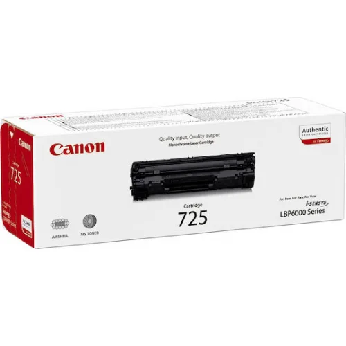 Canon 725 Γνήσιο Toner Laser Εκτυπωτή Μαύρο 1600 Σελίδων (3484B002)