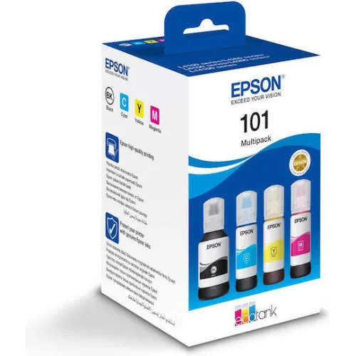 Epson 101 Γνήσιο Πακέτο 4 Μελανιών Εκτυπωτή InkJet Κίτρινο / Κυανό / Ματζέντα / Μαύρο (C13T03V64A)