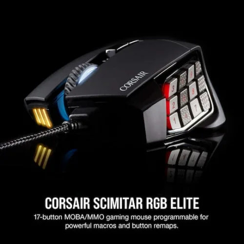 Corsair Scimitar RGB Elite Gaming Ποντίκι 18000 DPI Μαύρο