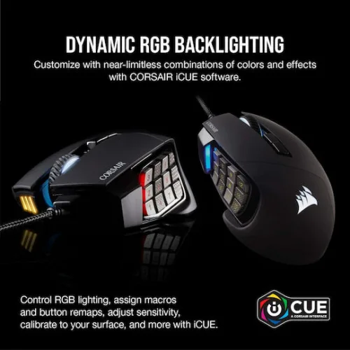 Corsair Scimitar RGB Elite Gaming Ποντίκι 18000 DPI Μαύρο