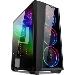 Supercase Raider RA08A Gaming Midi Tower Κουτί Υπολογιστή με Πλαϊνό Παράθυρο και RGB Φωτισμό Μαύρο
