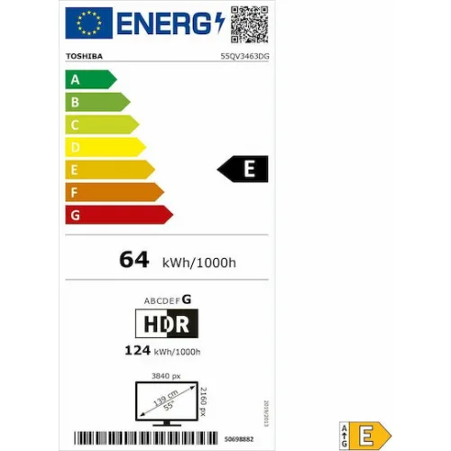 Toshiba Smart Τηλεόραση 55" 4K UHD QLED QV34 HDR (2024) 55QV3463DG