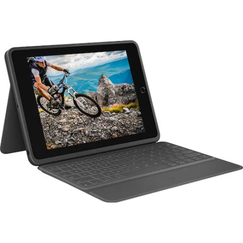 Logitech Rugged Folio Flip Cover Ανθεκτική με Πληκτρολόγιο στα Αγγλικά UK Graphite (iPad 2019/2020/2021 10.2'')