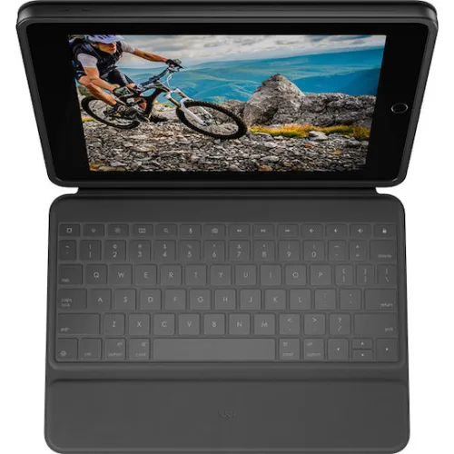 Logitech Rugged Folio Flip Cover Ανθεκτική με Πληκτρολόγιο στα Αγγλικά UK Graphite (iPad 2019/2020/2021 10.2'')