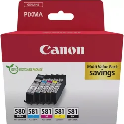 Canon CLI-581 Γνήσιο Πακέτο Μελανιών Εκτυπωτή InkJet Μαύρο / Πολλαπλό (Color) (2078C007)