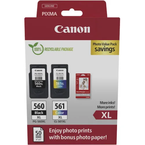 Canon PG-560XL Γνήσιο Photo Value Pack με 1 Μελάνι InkJet Μαύρο (3712C008)
