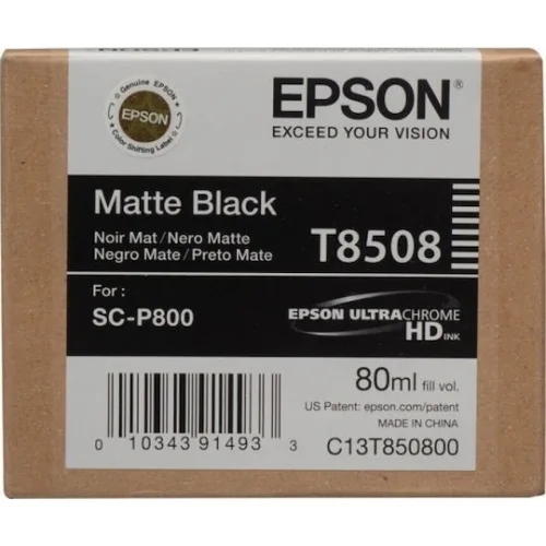 Epson T85080N Γνήσιο Μελάνι Εκτυπωτή InkJet Matte Μαύρο / Μαύρο (C13T85080N)
