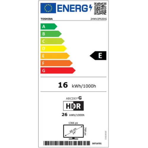 Toshiba Smart Τηλεόραση 24" HD Ready LED WV2F (2024) 24WV2F63DG