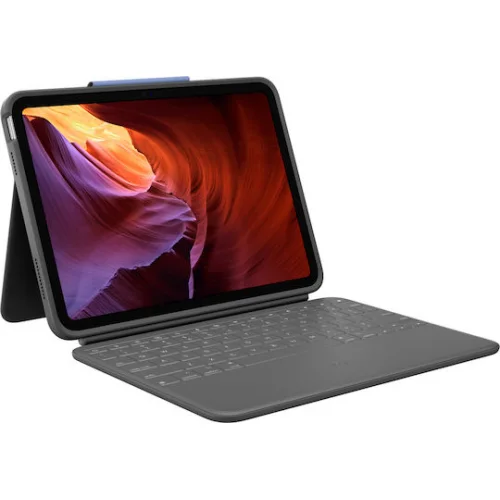 Logitech Rugged Folio Flip Cover με Πληκτρολόγιο στα Αγγλικά UK Graphite (iPad (10th generation))
