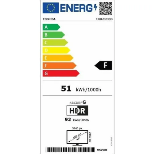 Toshiba Smart Τηλεόραση 43" 4K UHD LED UA23 HDR (2023) 43UA2363DG