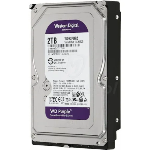 Western Digital Purple 2TB HDD Σκληρός Δίσκος 3.5" SATA III 5400rpm με 64MB Cache για Desktop