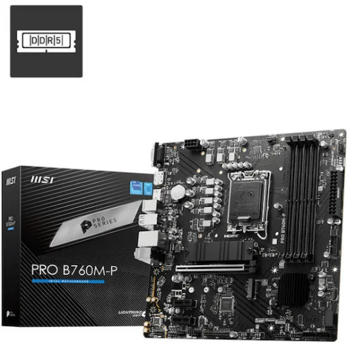 MSI Pro B760M-P Motherboard Micro ATX με Intel 1700 Socket 7E02-009R