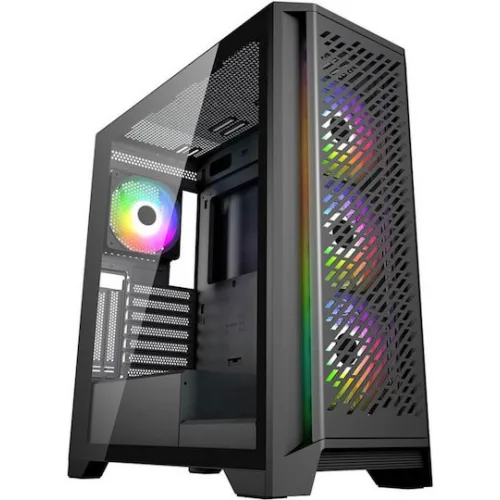 Supercase 29a Series Ackerman Gaming Midi Tower Κουτί Υπολογιστή με Πλαϊνό Παράθυρο και RGB Φωτισμό Μαύρο