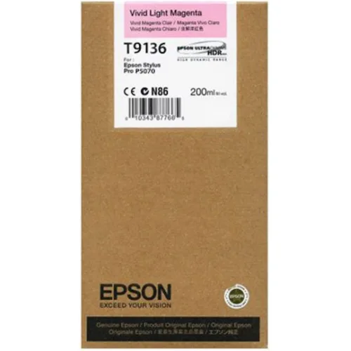 Epson T9136 Γνήσιο Μελάνι Εκτυπωτή InkJet Ανοιχτό Ματζέντα (C13T913600)