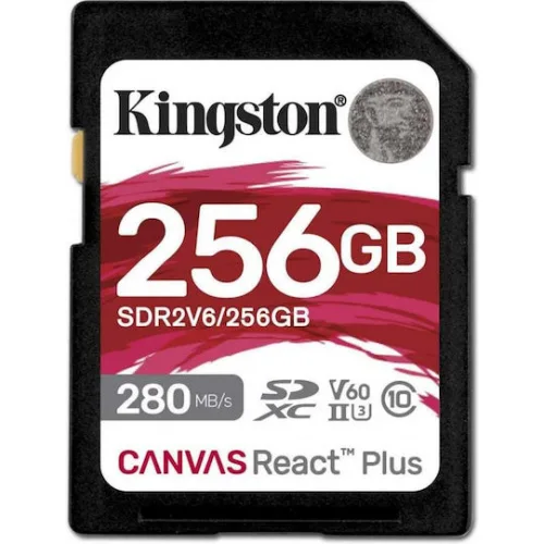 Kingston Canvas React Plus V60 SDXC 256GB Class 10 U3 V60 UHS-II