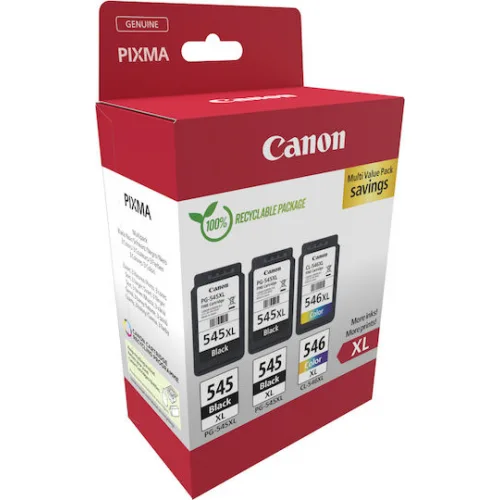 Canon PG-545 XL x2 / CL-546 XL Multi Pack Γνήσιο Photo Value Pack με 3 Μελάνια Εκτυπωτή InkJet Photo Μαύρο / Πολλαπλό (Color) (8286B013)