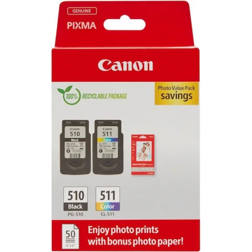 Canon PG-510 Γνήσιο Photo Value Pack με 1 Μελάνι InkJet Κυανό / Ματζέντα / Κίτρινο / Μαύρο (2970B017)