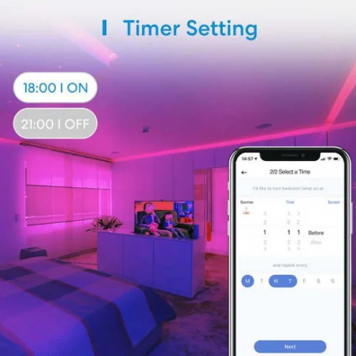 Meross Smart Ταινία LED MSL320 Wi-Fi 12V RGB Φως 2x5m με Τροφοδοτικό & WiFi Controller