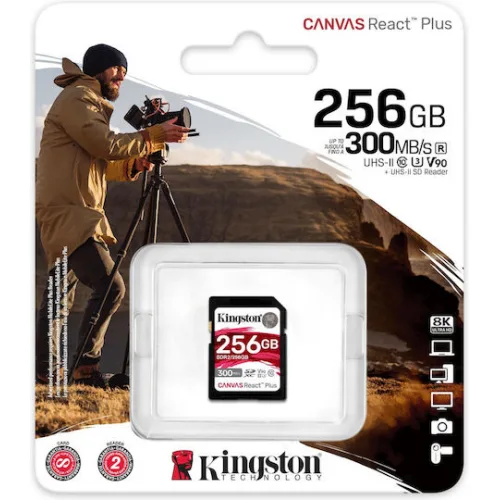 Kingston Canvas React Plus SDXC 256GB Class 10 U3 V90 UHS-II
