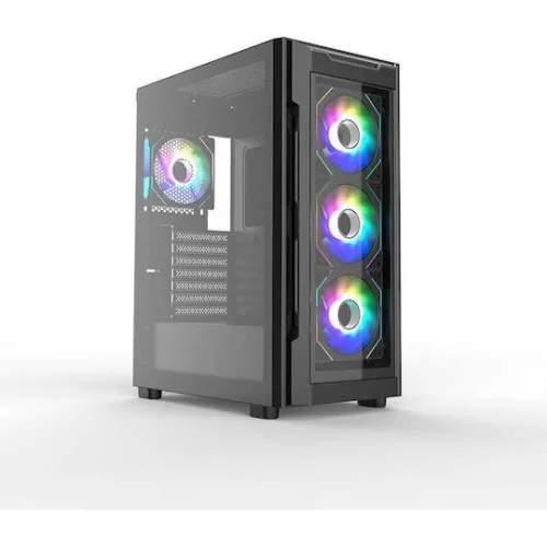 Supercase UR16A-G – Uriel Gaming Midi Tower Κουτί Υπολογιστή με Πλαϊνό Παράθυρο και RGB Φωτισμό Μαύρο