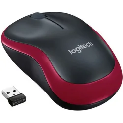 Logitech M185 (910-002237) Ασύρματο Mini Ποντίκι Black/Red
